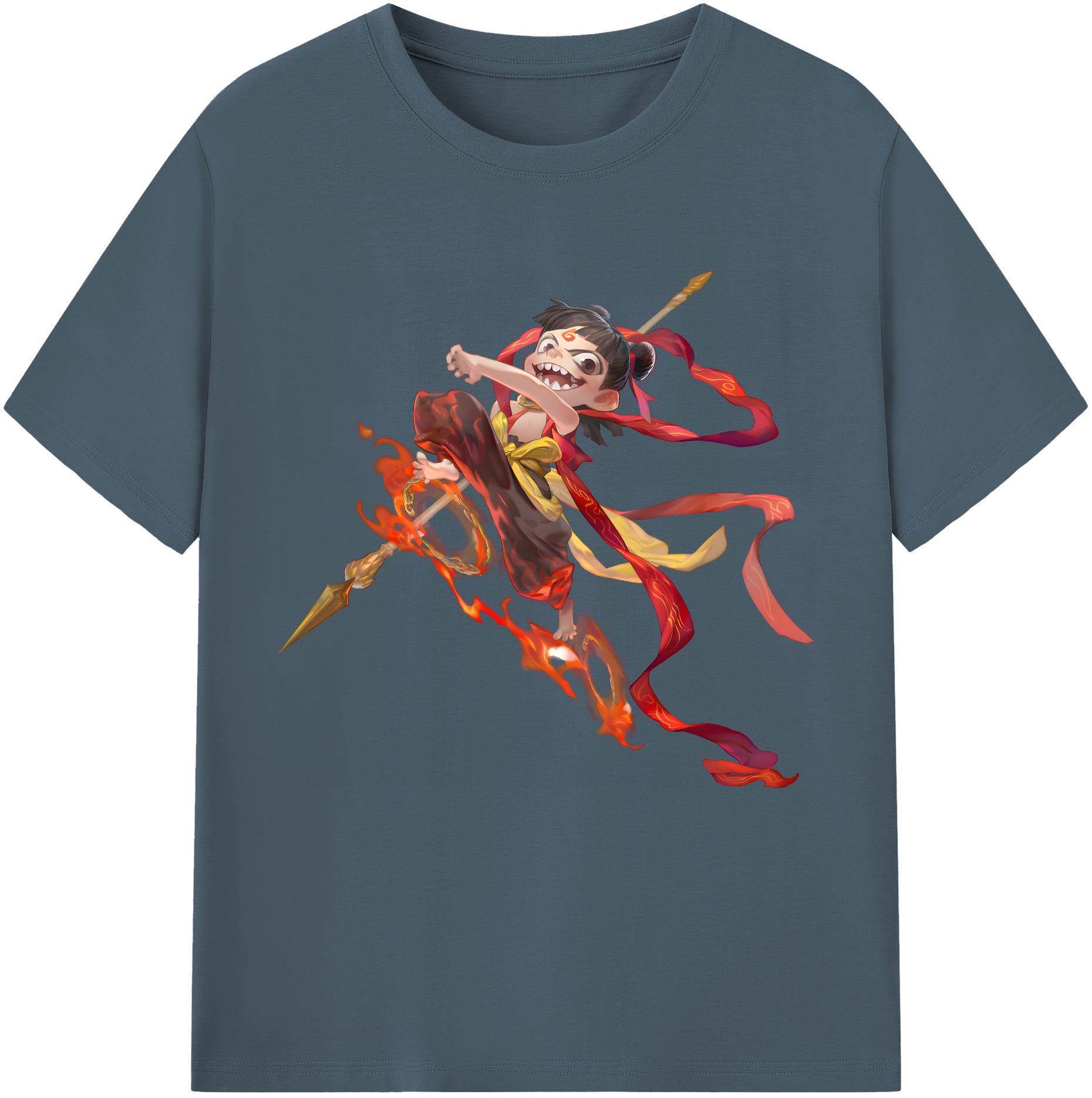 （画像用） Ne Zha 2 ナタ 魔童の大暴れ 綿100％半袖Tシャツ（フロントプリント）